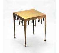 FineBuy Table d'appoint Or 45,5cm Aluminium Carrée - Table d'appoint Design Alu Moderne Gouttes - Table de Salon Métal Gouttes - Table en métal Table déco Table Basse Faite Main