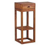 FineBuy Table d'Appoint PATAN 35x35x90 cm Bois Massif Sheesham Marron | table téléphone haute avec compartiment, étroit console pour entrée et couloir, table d'appoint en bois véritable, fait main