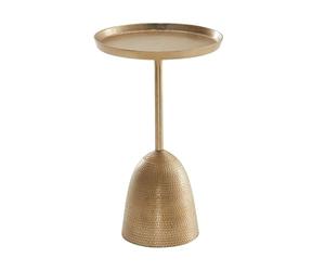FineBuy Table d'Appoint Ronde 33x33x53 cm Métal Dorée, Oriental | petit table de salon en aluminium avec décoratif socle, table décorative fait main, bout de canapé