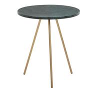 FineBuy Table d'Appoint Ronde 38x38x44 cm Marbre Blanche Structure Dorée