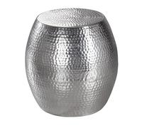 FineBuy Table d'appoint Métal Aluminium 42 x 42 x 42 cm Table Basse Salon Argent | Bout de canapé Oriental - Conception martelée - Table en Métal Rond