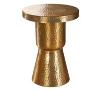 FineBuy Table d'appoint Métal Aluminium 43 x 59 x 43 cm Table Basse Salon Or | Bout de canapé Oriental - Conception martelée - Table en Métal Rond