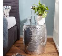 FineBuy Table d'appoint Table décorative en métal martelé ronde Table de rangement petite