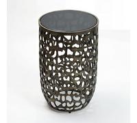 FineBuy Table d'appoint Verre Aluminium 30cm Noir Rond - Table d'appoint Moderne Métal - Table Basse Design Aluminium - Table de Salon Canapé Alu - Table de Salon Petite Faite à la Main