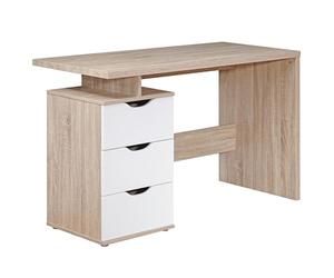 FineBuy Table de Bureau 120 x 76 x 53 cm Chêne Sonoma/Blanc Table de Bureau pour Ordinateur | Table PC avec tiroirs et étagère | Bureau d'ordinateur Table d'ordinateur | Table d'ordinateur Portable