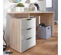 FineBuy Bureau MASSA 120x53x76 cm Sonoma Blanc, 3 Tiroirs