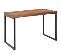 FineBuy Table de Bureau Petit 117x59x76,5 cm Bois Massif et Métal Bureau | Table pour Ordinateur Simple | Table PC Moderne Marron