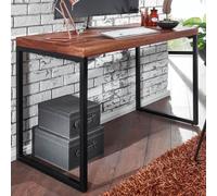 FineBuy Table de Bureau Petit 117x59x76,5 cm Bois Massif et Métal Bureau | Table pour Ordinateur Simple | Table PC Moderne Marron