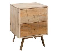 FineBuy Table de Chevet Bois Massif Mango 40 x 56 x 40 cm avec tiroirs | Design Table de Nuit Orientale boxspring Nature Table d'appoint Chambre à Coucher