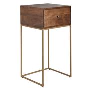 FineBuy Table de Chevet Industrielle Mango Bois Massif et Métal 40x75,5x35 cm avec Tiroir | Table d'appoint Chambre à Coucher