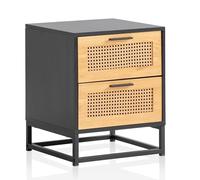 FineBuy - Table de chevet - Noire - Avec treillis viennois - 45 x 45 x 56 cm - Intemporelle - Commode de chevet à sommier tapissier avec tiroirs - Table de chevet avec espace de rangement