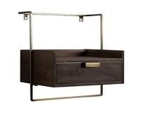 FineBuy Table de Chevet Suspendue 44x35x45 cm Bois Massif Manguier Tiroir