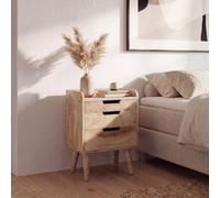 FineBuy Table de Nuit Bois Massif 63 cm Chevet Tiroirs Lit Boxspring Moderne