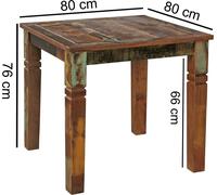 FineBuy Table de salle à manger 80 x 80cm Table shabby bois de bateau Table de cuisine