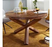 FineBuy Table de salle à manger ronde Ø 120 cm en bois massif Table de cuisine rustique