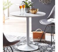 FineBuy Table de salle à manger ronde 75cm blanc haute brillance