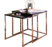 FineBuy Table gigogne CHUR Table d'appoint métal/MDF Table basse (lot de 2)