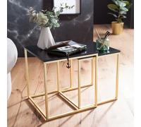 FineBuy Table gigogne lot de 2 Bois / Métal Table basse Table d'appoint Design