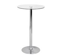 FineBuy Table Haute 60x60x105 cm Ronde Table de Bar Verre de sécurité Table bistrot Argent, Table Moderne pour Bar, Table de fête Design Métal, Table Haute de Foire Chrome