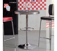 FineBuy Table Haute de Bar 60x92 cm Ronde Aluminium Noir | Table Bistro Cuisine Reglable