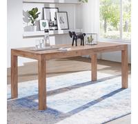 FineBuy Table solide 120 cm Acacia salle à manger table de cuisine Nouveau