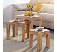 FineBuy Tables gigogne Bois Massif Table d'appoint Lot de 3 Table Basse Ensemble