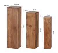 FineBuy Tables gigognes Ensemble Trois pièces Bois Massif Acacia 24,5 x 85 x 24,5 cm | Table d'appoint Style Maison de Campagne | Meubles en Bois Table Basse | Table de Salon colonnes décoratives