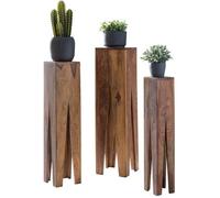 FineBuy Tables gigogne Bois Massif Table d'appoint Lot de 3 Table Basse Ensemble