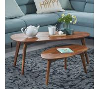 FineBuy Tables Gigognes Bois Massif Table d'appoint Basse Moderne Lot de 2