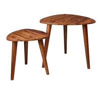 FineBuy Tables gigognes Ensemble Deux pièces Bois Massif Sheesham 45 x 45 x 30 cm Table de Salon | Table d'appoint Style Maison de Campagne | Meubles en Bois Table Basse | Table en Bois Massif