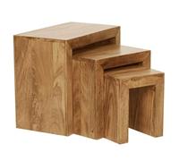 FineBuy Tables gigognes Ensemble Trois pièces Bois Massif Acacia 45 x 50 x 30 cm Table de Salon | Table d'appoint Style Maison de Campagne | Meubles Table Basse