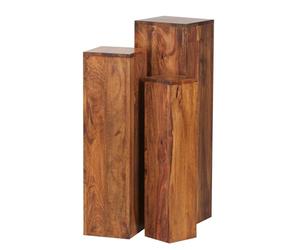 FineBuy Tables gigognes Ensemble Trois pièces Bois Massif Sheesham 24,5 x 85 x 24,5 cm | Table d'appoint Style Maison de Campagne | Meubles en Bois Table Basse | Table de Salon colonnes décoratives