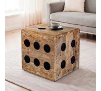 FineBuy Tabouret Cube Bois Massif Manguier 41x41x41 cm Dé Robuste Forme de Dé