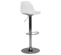 FineBuy Tabouret de Bar HAINAN Similicuir Blanc | chaise de bar avec pied trompette et caoutchouté plaque de pied, pouf 360 degrés, assise en aspect cuir