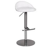 FineBuy Tabouret de Bar Inox Blanc avec Dossier Réglable 54-79 cm