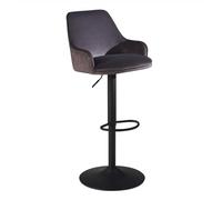 FineBuy Tabouret de bar rembourré en velours gris avec dossier de 86 à 106 cm, pour cuisine, cuisine, cuisine, 100 kg, avec pied trompette en métal, rembourré