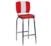FineBuy Tabouret de Bar Rouge/Blanc Chaise de Bar 40 x 110 x 38 cm | Tabouret Bar Métal/Cuir synthétique - Capacité de Charge maximale: 110 kg - Assise rembourrée | Tabouret Bistro Diner américain