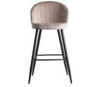 Tabouret de Bar Velours FINEBUY - Beige - Design Moderne avec Dossier Rembourré