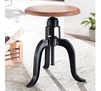 FineBuy Tabouret Pivotant Bois Massif Métal 39x62,5x39cm Chaise Hauteur Réglable