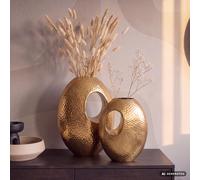 FineBuy Vase Décorative Lot de 2 Aluminium Fleurs Décoration Martelée Intérieure