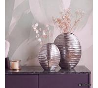 FineBuy Vase Décorative Lot de 2 Aluminium Fleurs Décoration Motif Ondulé