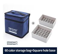 Finecolour-Sac De Rangement En Toile Bleu Marine Pour Marqueurs Artistiques,Sac À Stylo À Fermeture Éclair De Grande Capacité,Peut Contenir 36 Pièces,48 Pièces,60 Pièces,72 - Type 60 With Base Square