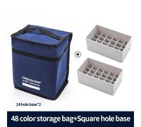Finecolour-Sac De Rangement En Toile Bleu Marine Pour Marqueurs Artistiques,Sac À Stylo À Fermeture Éclair De Grande Capacité,Peut Contenir 36 Pièces,48 Pièces,60 Pièces,72 - Type 48 With Base Square