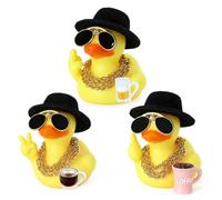 FINEED Lot de 3 canards amusants en caoutchouc, canard jaune avec 3 gestes