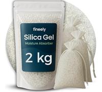 Fineely Granulés déshumidificateurs de gel de silice - 2 kg - Boules blanches de 3 à 5 mm - Séchoir à filament - Réutilisable - Granulés de séchage - Déshumidificateur de cave - Gel de silice