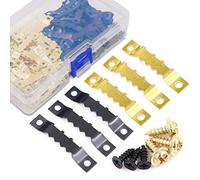 Finefly 120 pcs Heavy Duty en dents de scie Image cintres Cadre à Suspendre cintres double trou avec vis - 2 couleurs, Doré et Noir
