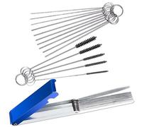 FineGood Kit de Nettoyage pour Gicleurs de Carburateur - 13 Tiges de Bettoyage, 10 Aiguilles + 5 Brosses en Nylon - Pour Moto, Quad, Mobylette