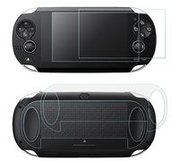 FineGood Lot de 2 films de protection d'écran pour Sony PlayStation Vita 1000 avec coque arrière en verre trempé pour écran avant et film PET transparent HD pour l'arrière, accessoire PS Vita PSV 1000