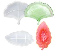 FineGood Lot de 2 moules en résine en forme de feuille pour plateau à bijoux en résine, bougeoirs, porte-savon, moules en résine pour loisirs créatifs, décoration d'intérieur