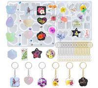 FineGood Lot de 2 moules en résine en silicone avec porte-clés, moules en résine époxy, moules à bijoux en résine pour fabrication de bijoux